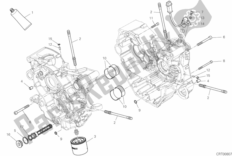 All parts for the 09b - Half-crankcases Pair of the Ducati Hypermotard 950 USA 2020
